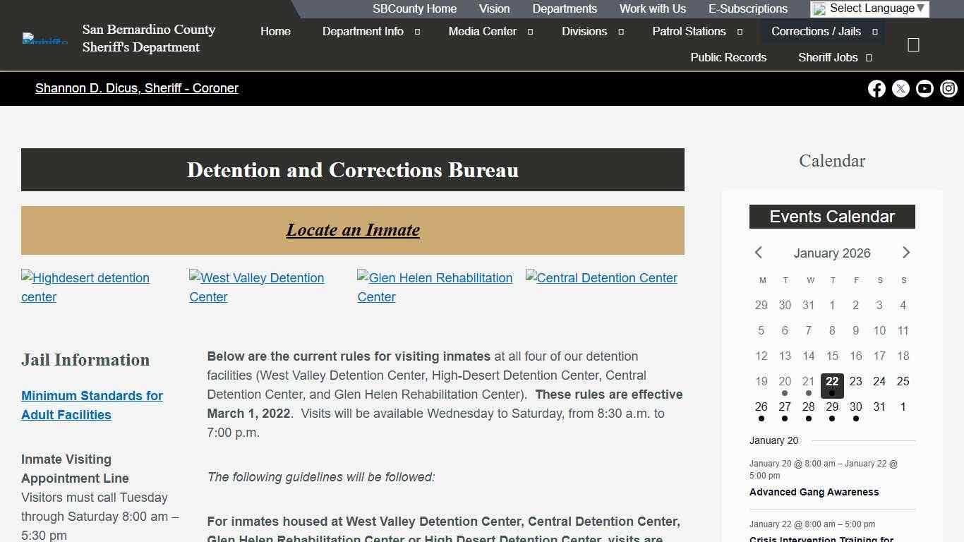 Corrections / Jails – San Bernardino County Sheriff's Department